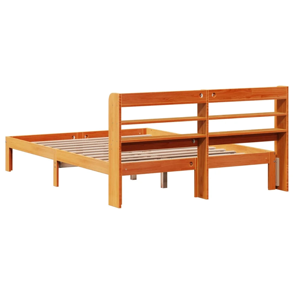 Letto senza Materasso-Struttura Letto Marrone Cera 135x190 cm in Legno di Pino 193122