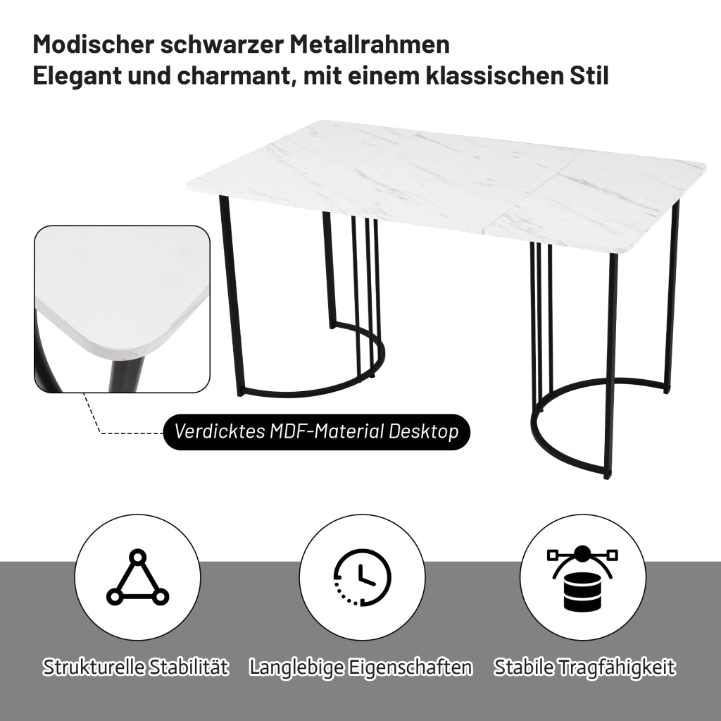 Set tavolo da pranzo 140x80 cm con 4 sedie in velluto