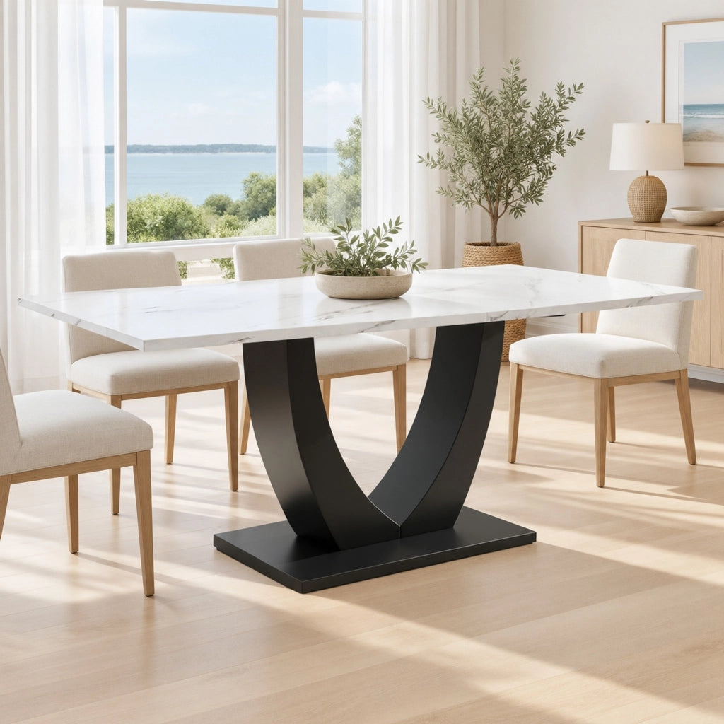 Tavolo da pranzo rettangolare 140x75 cm effetto marmo