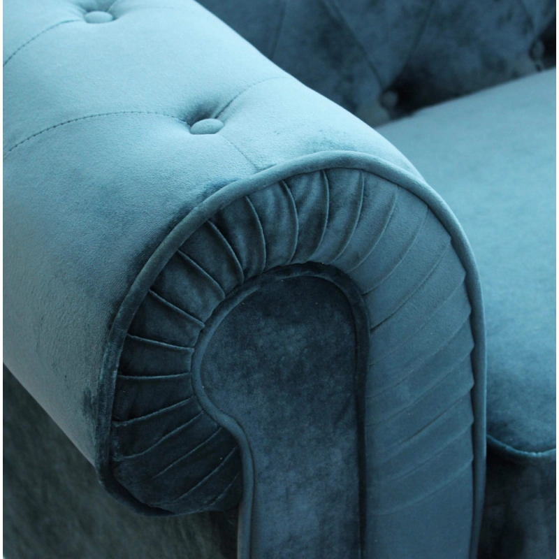 DIVANO 3 POSTI CHESTERFIELD IN VELLUTO BLU