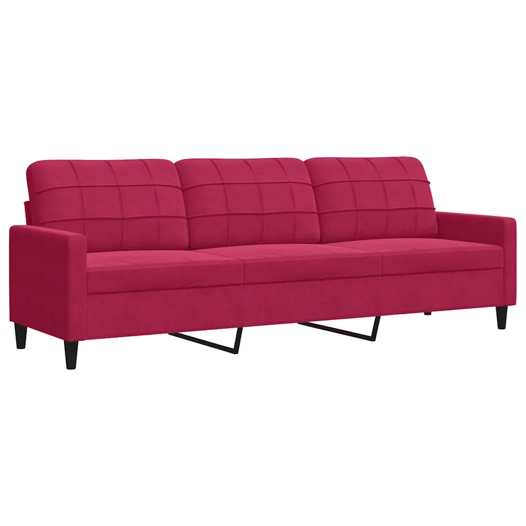 Divano a 3 Posti-Sofa 3 Posti Rosso Vino 210 cm in Velluto