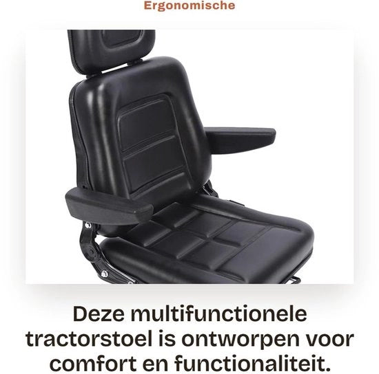 Sedile per Trattore Ergonomico Comfort - Regolabile Supporto Cervicale - Utilizzo Multifunzionale - Ricambio - Materiale Resistente allo Sfregamento - Adatto per Trattori Idraulici/Scavapavimenti - Sedile per Operatore