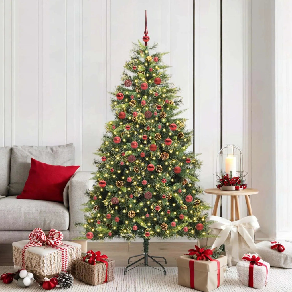 Albero di Natale artificiale pieghevole con coni Verde 180 cm 3395089