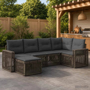 Set Divano da Giardino 6 pz Grigio e Grigio Scuro polyrattan 3435191