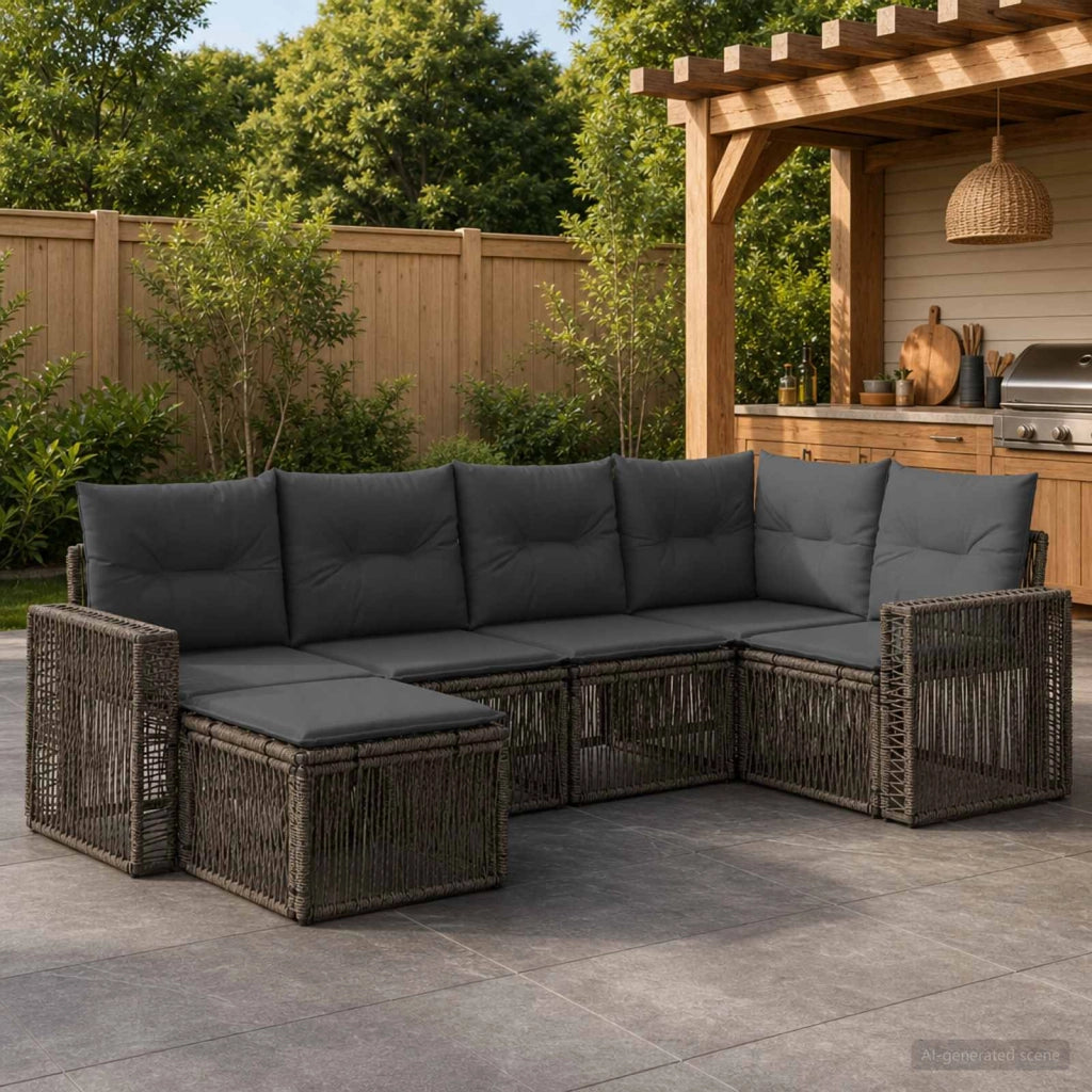 Set Divano da Giardino 6 pz Grigio e Grigio Scuro polyrattan 3435191