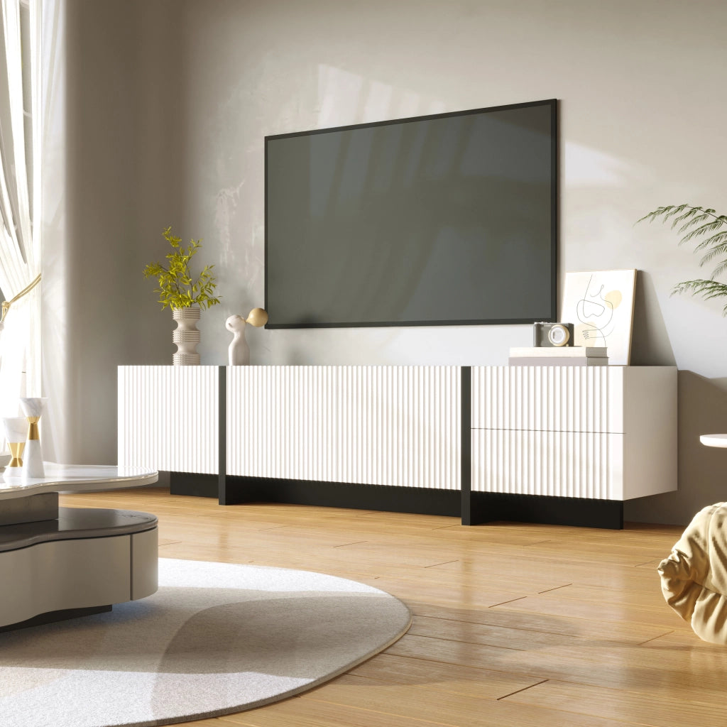 MOBILE TV 190x35x45 cm con 3 ante e 2 cassetti Bianco e Nero