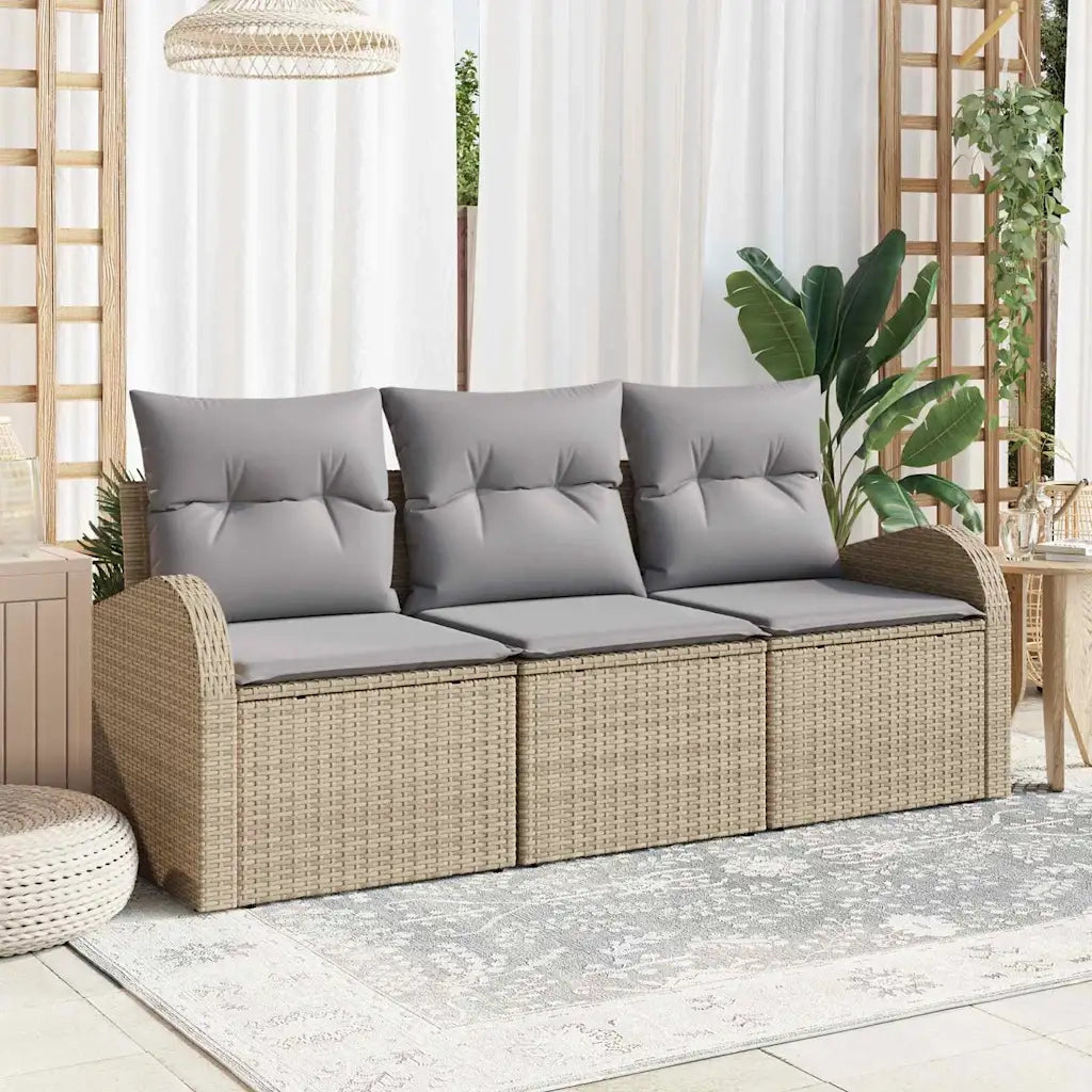 Set Divano da Giardino Beige polyrattan