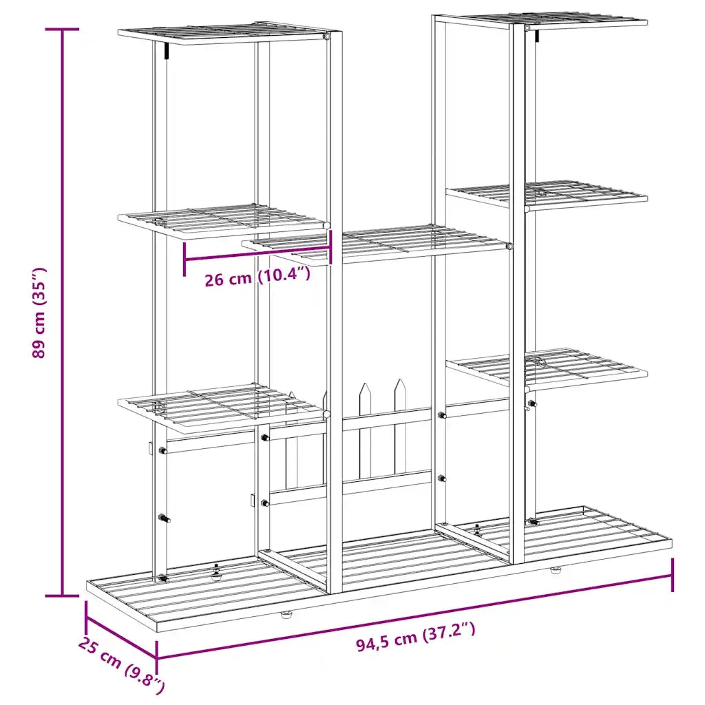 Portafiori | Sostegno per piante 94,5x25x89 cm Ferro Bianco
