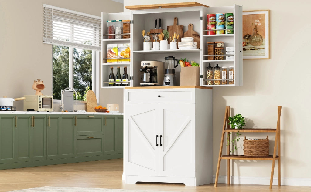 Mobile da cucina moderno 80x40x180 cm in MDF e truciolato, con 12 vani porta e cassetti. Credenza snack per soggiorno, cucina e sala da pranzo