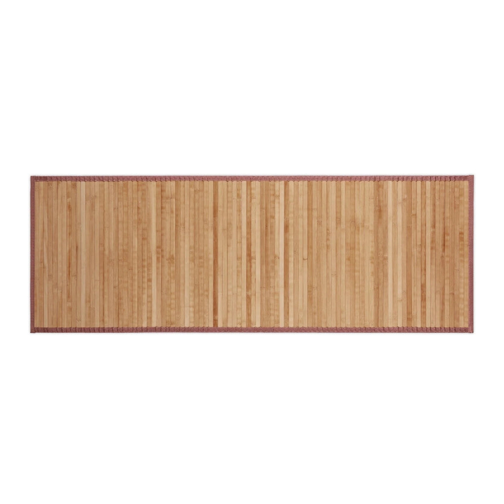 Tappetino da bagno in bambù naturale 61 x 122 cm antiscivolo design caldo in bambù marrone 13_0005433