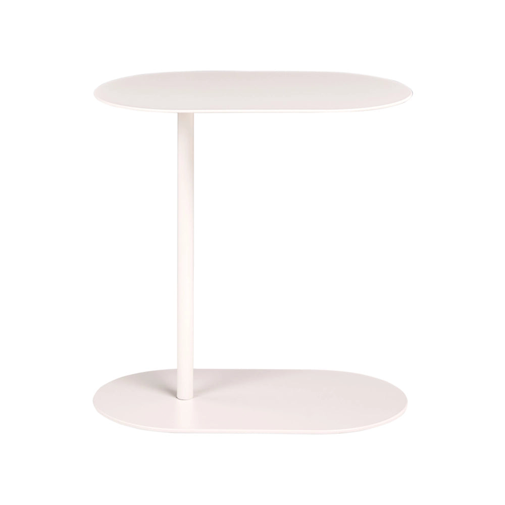 Tavolino Laterale in Metallo Bianco Panna 48 x 49 cm in Stile Moderno Minimalista