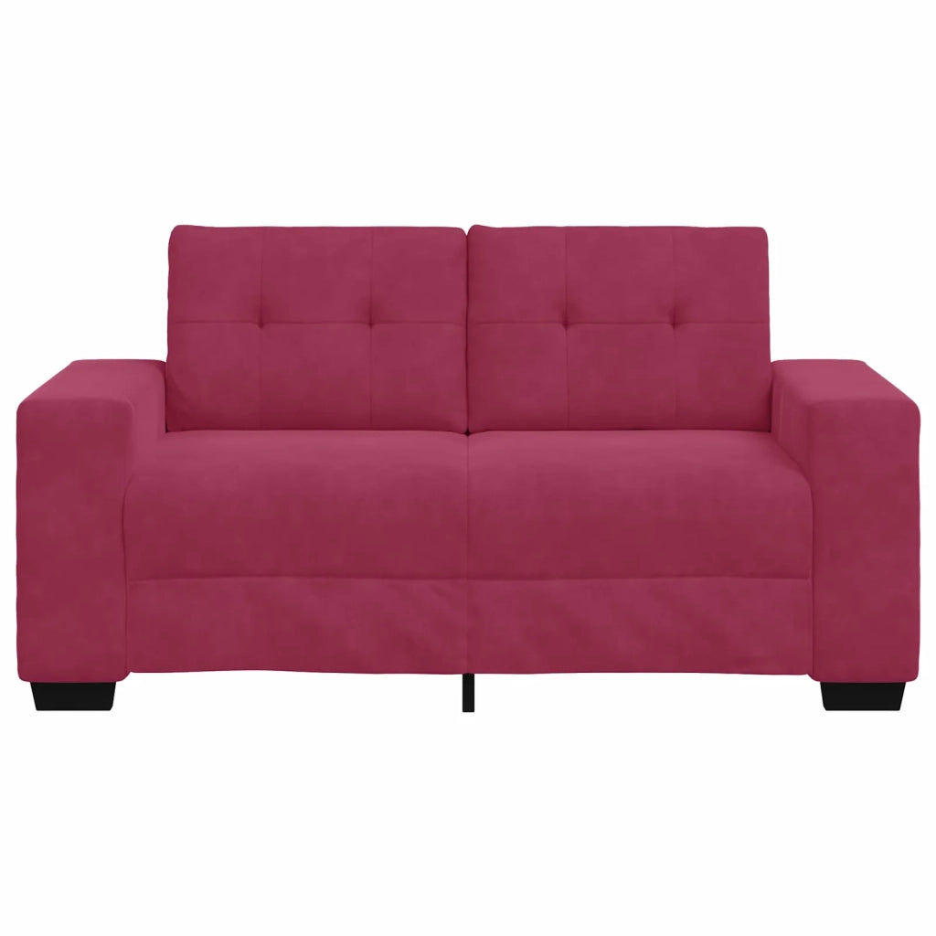 Divano a due posti con cuscino-Sofa 2 Posti Rosso vino Velluto