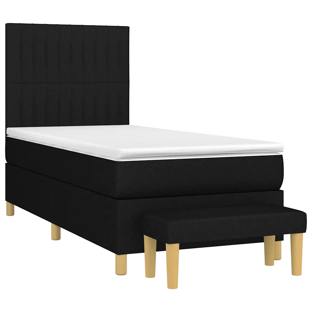 Giroletto a Molle con Materasso-Struttura Letto Nero 80x200 cm inTessuto 856022