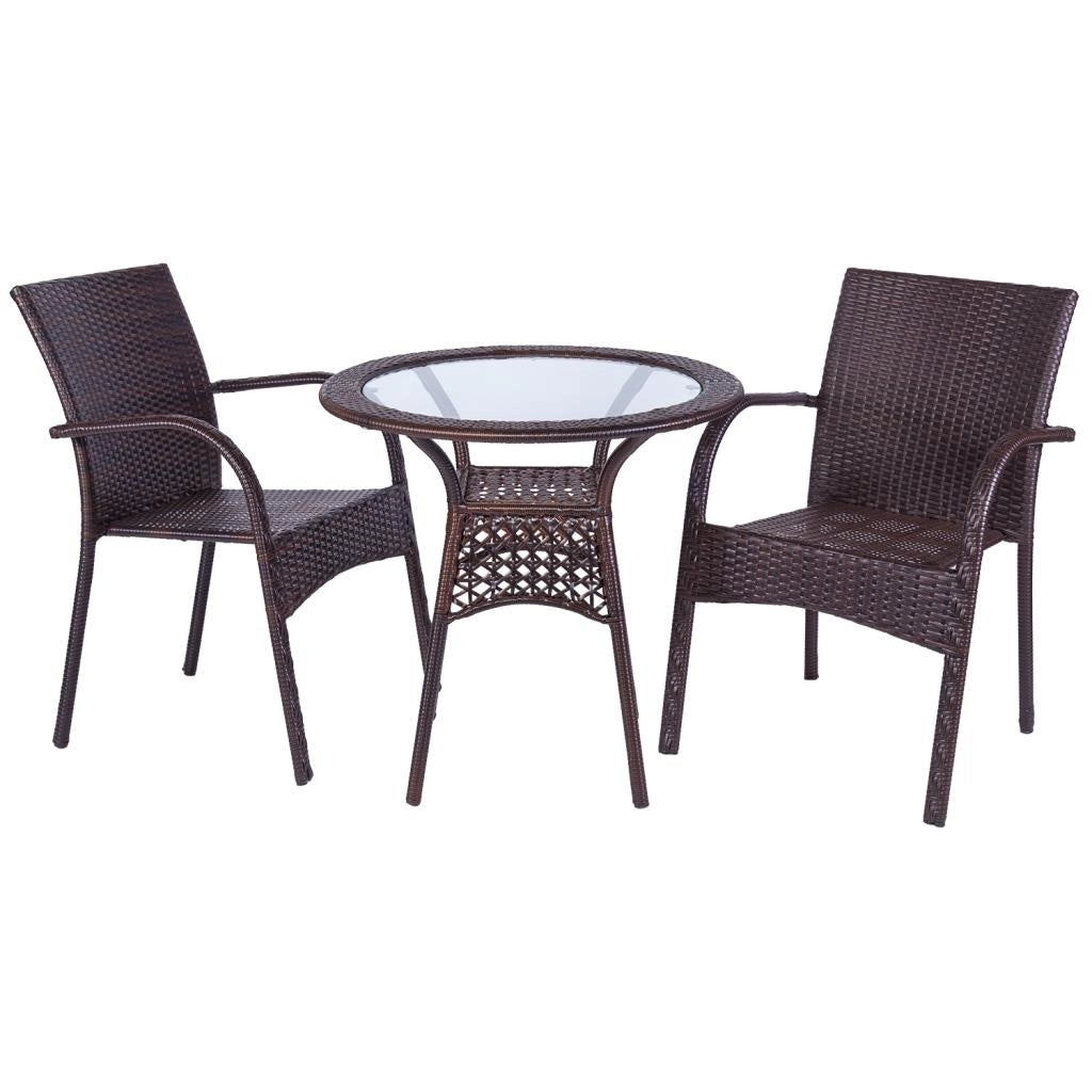 Set tavolo e due sedie in metallo marrone