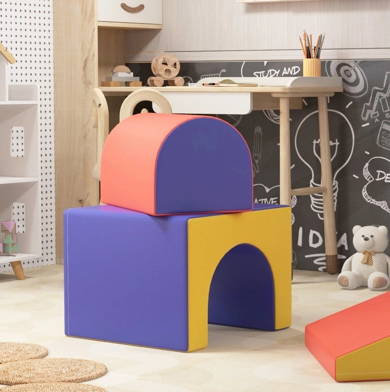 Gioco di motricità per bambini 4 pezzi 150x50x39 cm in similpelle multicolore 1-3 anni