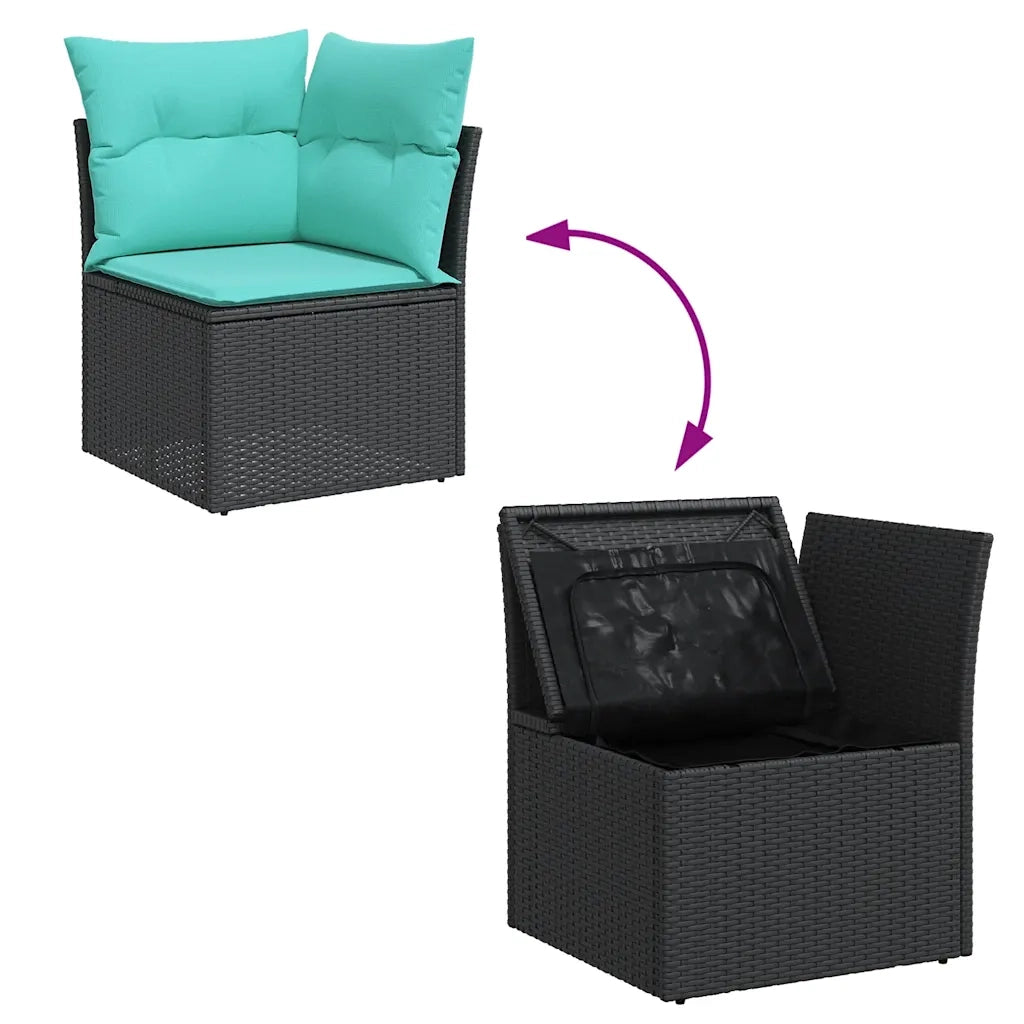Set Divani da Giardino con Cuscini 7pz Nero Polyrattan 3326892