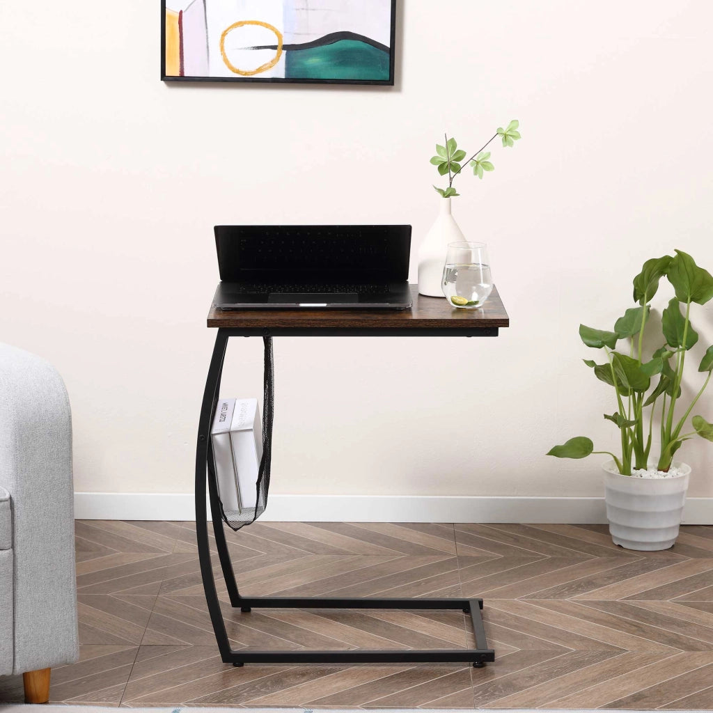 Tavolino da salotto con ripiano e tasche ¨C Minimal ¨C Marrone 53x35x64,5 cm