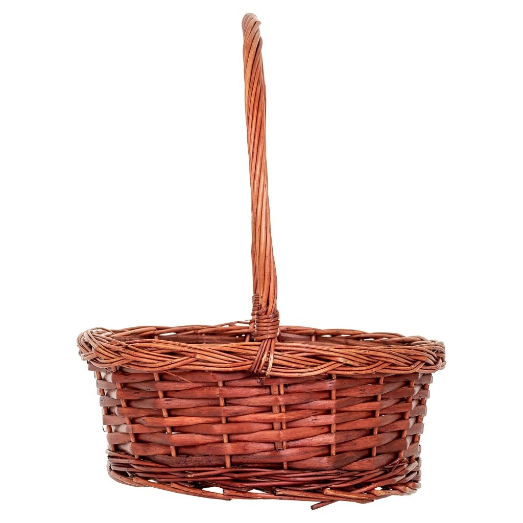 Set di 3 cestini in vimini con manici marroni
