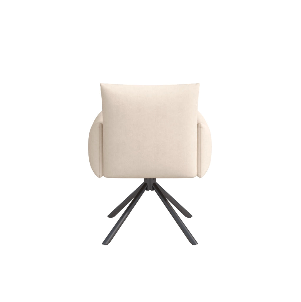 Set di 6 sedie da pranzo girevoli a 360¡ã con braccioli in velluto beige e metallo