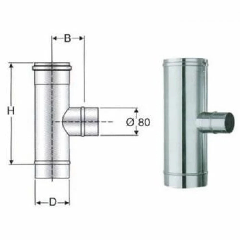 Inox mono parete aisi 316 raccor do a t 90 rid.a 80 d.100 b08xb5r