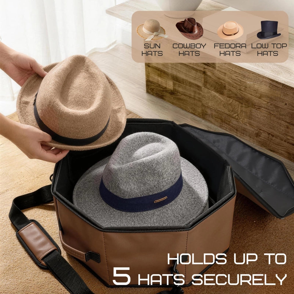 Scatola per cappelli in ecopelle, con coperchio, antipolvere, dimensioni 42x20 cm