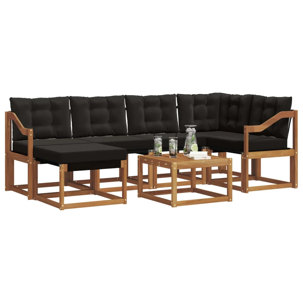 Set di divani da esterno con cuscino 7 pcs Naturale e Nero 3368867