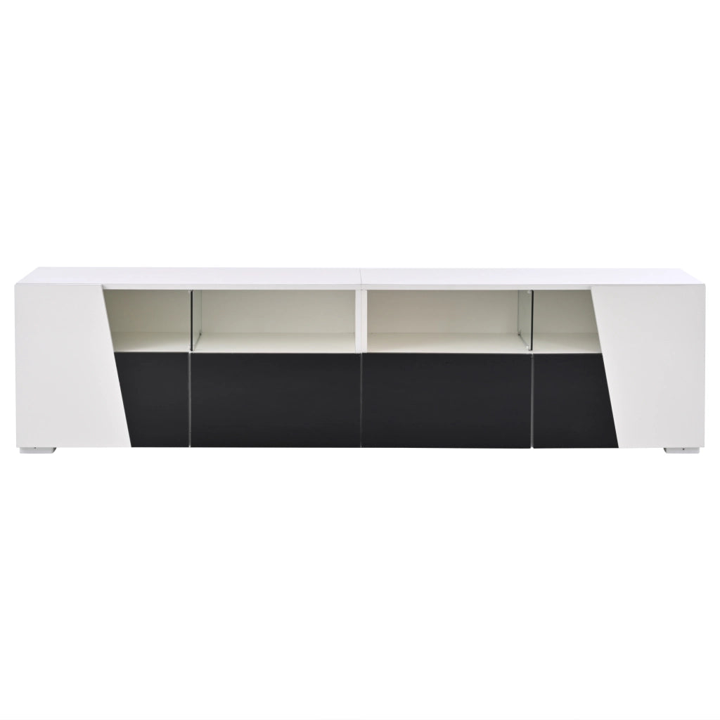 Mobile porta TV 180 cm bianco e nero con illuminazione integrata