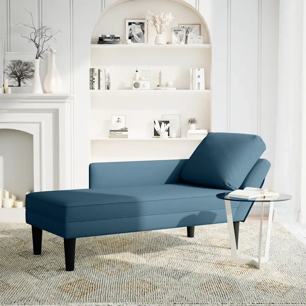 Sdraio con Cuscino e Bracciolo Destro in Velluto Blu 4009806