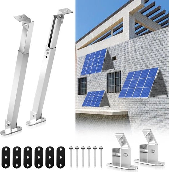 Materiali di Montaggio per Pannello Solare - Bevamappa per Elevazione Pannello Solare - Montaggio Modulo Solare - 15-30° - Angolo di Montaggio Regolabile per Tetti Piani - per Modulo Solare