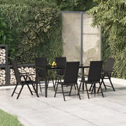 Set da Pranzo da Giardino 7 pz Nero in Polyrattan 3156513