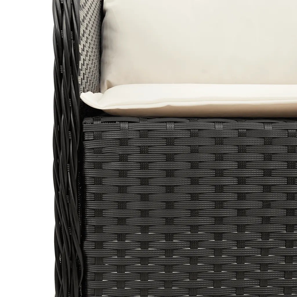 Set da Pranzo da Giardino 9 pz con Cuscini Nero in Polyrattan 3211919