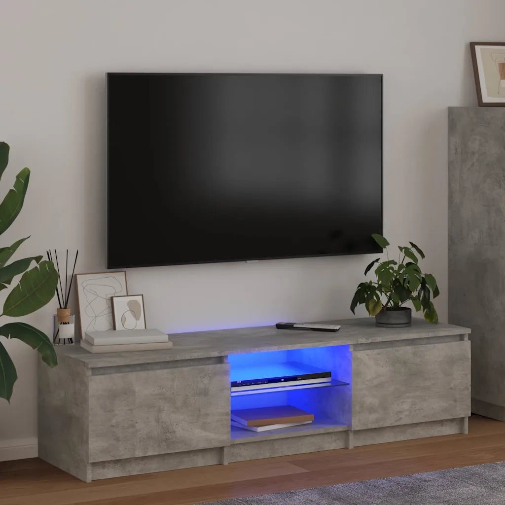 Mobile Porta TV con Luci LED-Mobile per TV-Credenza TV Grigio Cemento 140x40x36 cm