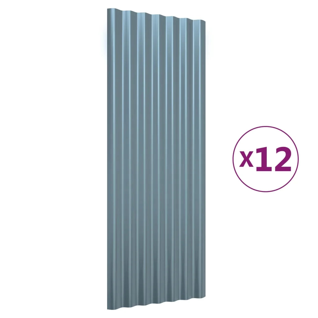 Pannelli Tetto 12 pz Acciaio Zincato Grigi 100x36cm CFW1368852