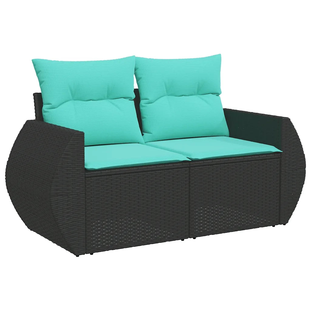 Set Divani da Giardino con Cuscini 7pz Nero Polyrattan 3325844