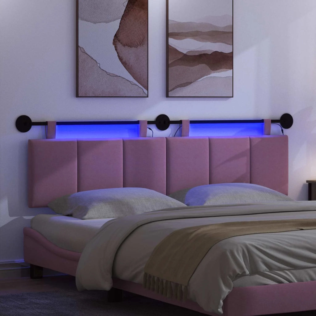 Testiera | Testata sospesa Con luce LED Rosa Tessuto