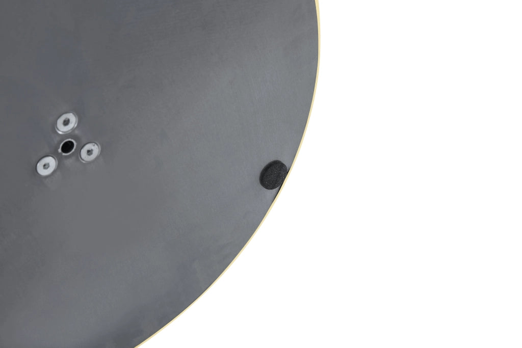 Tavolino laterale rotondo con piano UV effetto marmo e struttura in acciaio inox dorato grigio