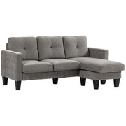 Divano angolare con chaise longue reversibile ¨C Minimal ¨C Lino, 186x130x84 cm, Marrone