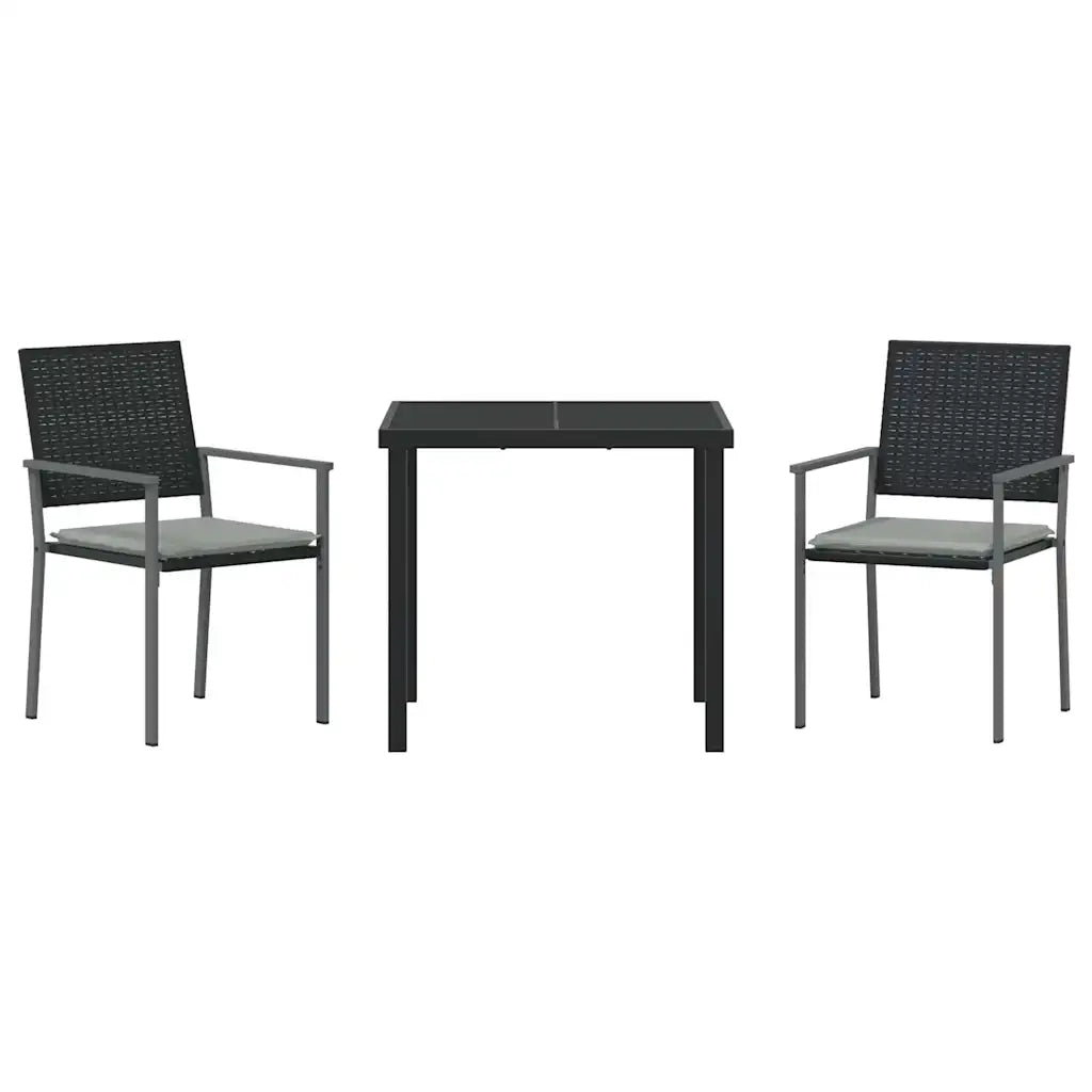 Set da Pranzo per Giardino 3 pz Nero e Grigio Chiaro 3379072