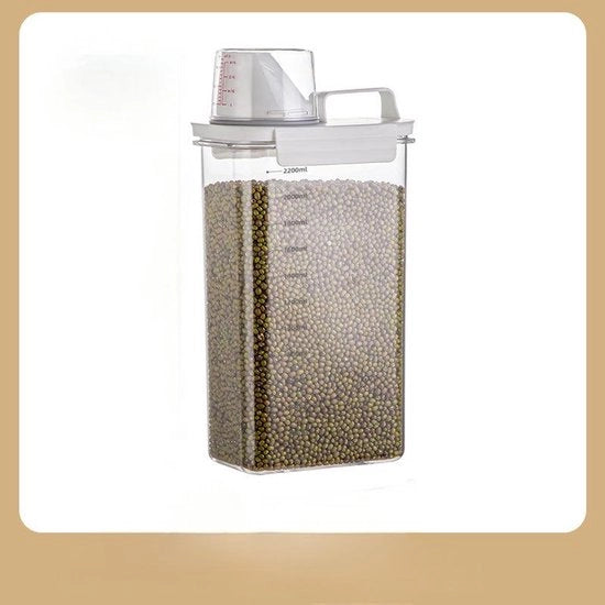 Contenitore di riserva chiuso da 2300 ml, con funzioni multiple, impermeabile agli insetti e all'umidità, adatto per contenitori di cibo per gatti e cani, contenitori di cucina, cereali, 13*30*8cm - trasparente - 2300ml
