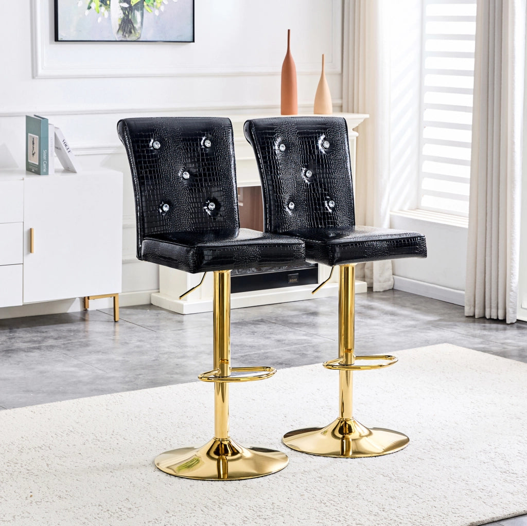Set di 2 sgabelli da bar neri in PVC effetto alligatore