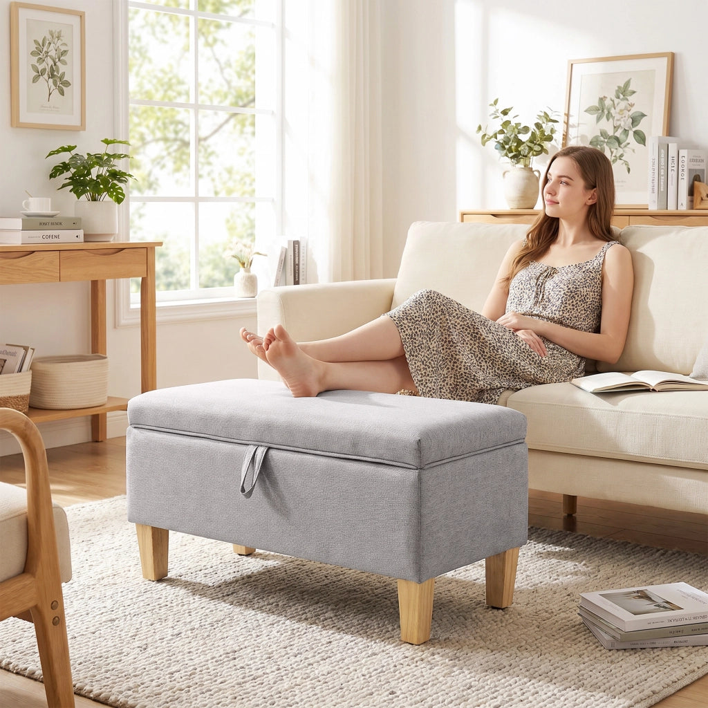 Poltrona con pouf e contenitore ¨C Minimal ¨C Grigio chiaro