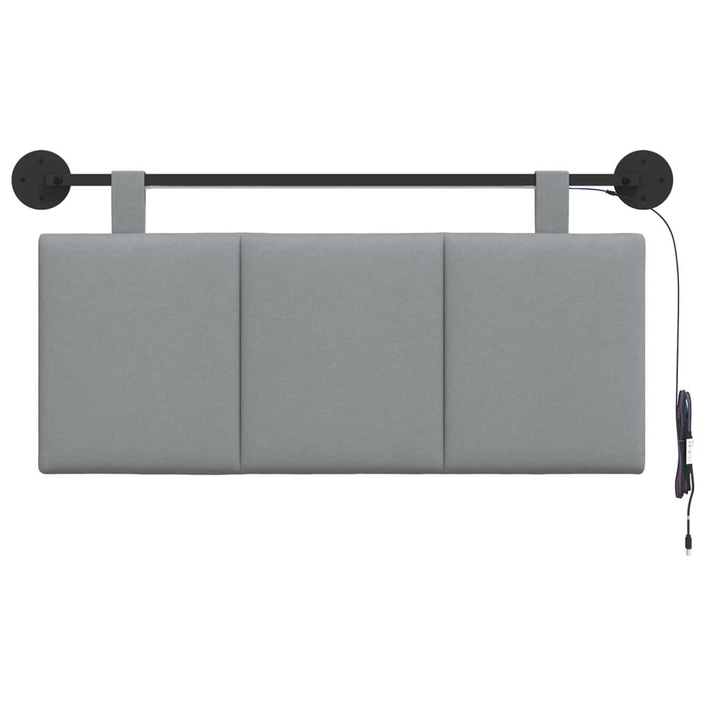 Testiera | Testata sospesa Con luce LED Grigio Chiaro Tessuto
