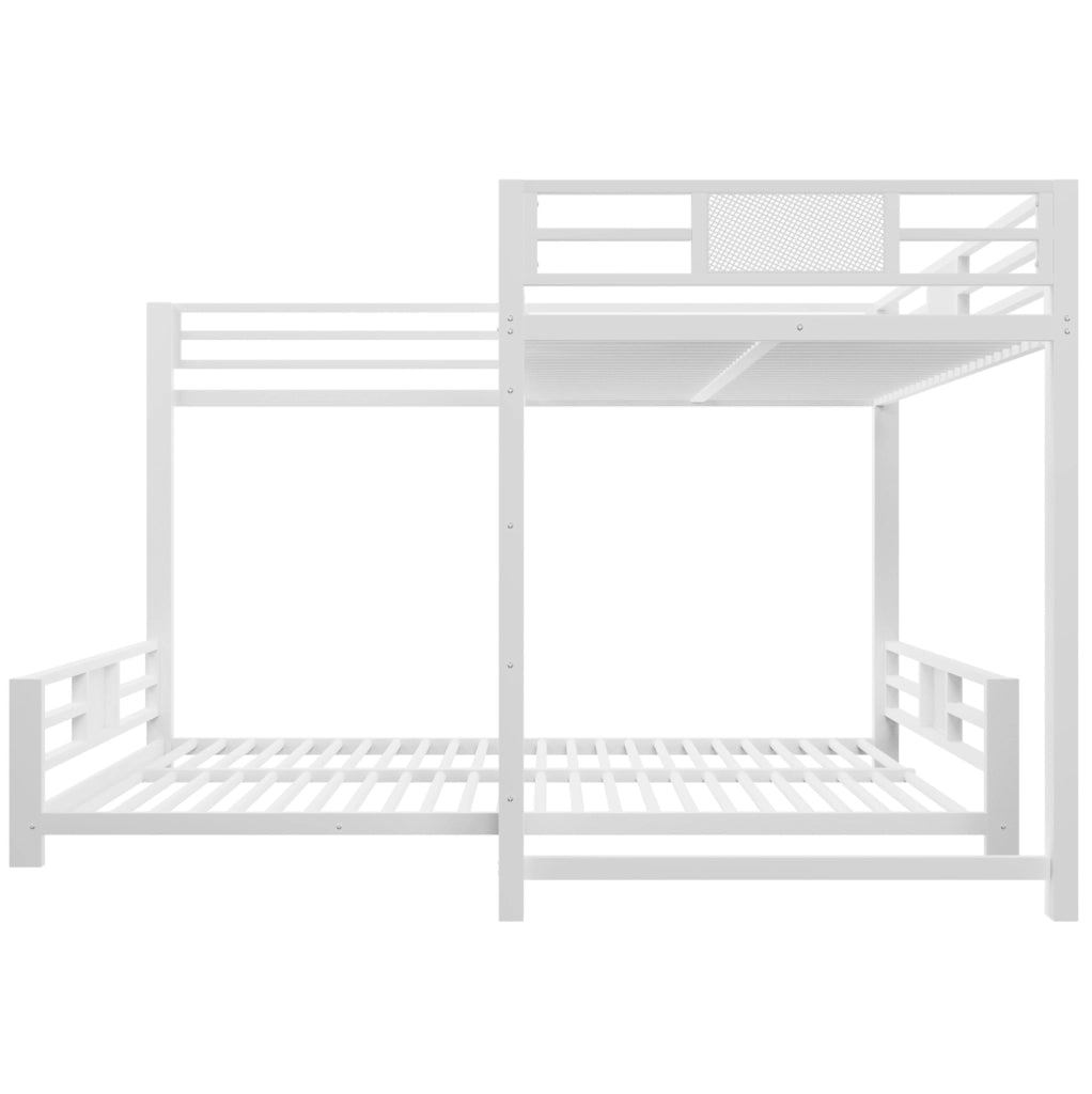 Letto a castello ad angolo in metallo bianco 90x200 cm sopra 140x200 cm