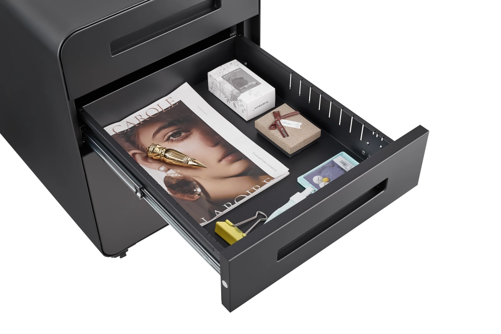 Cassettiera Mobile Ufficio 3 Cassetti ¨C Minimal ¨C Nero Acciaio 5 Ruote Antirovesciamento