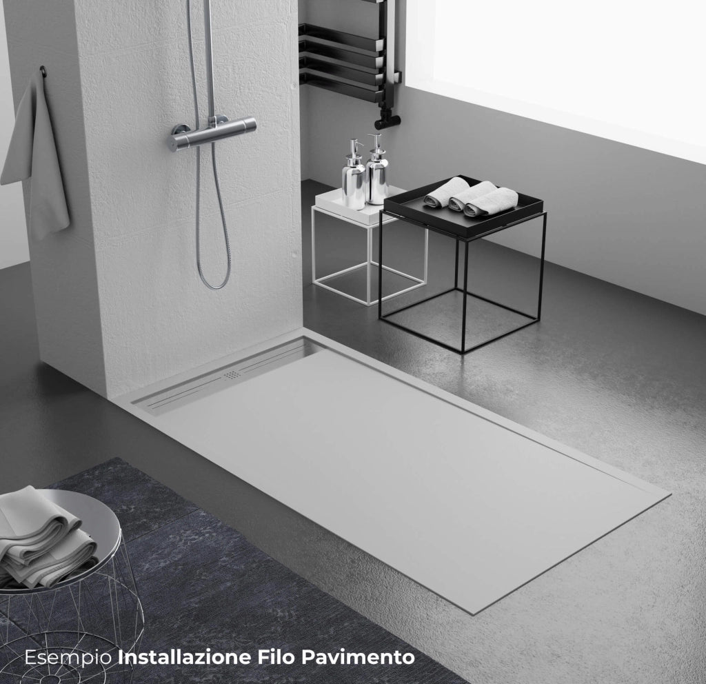 Piatto Doccia 70x130 cm in Pietra Bonussi Trivor Grigio Chiaro