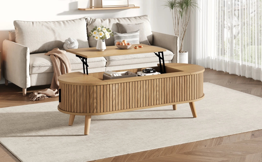 TAVOLO LIVING Regolabile 120x50x39,5 cm MDF Effetto Legno Naturale