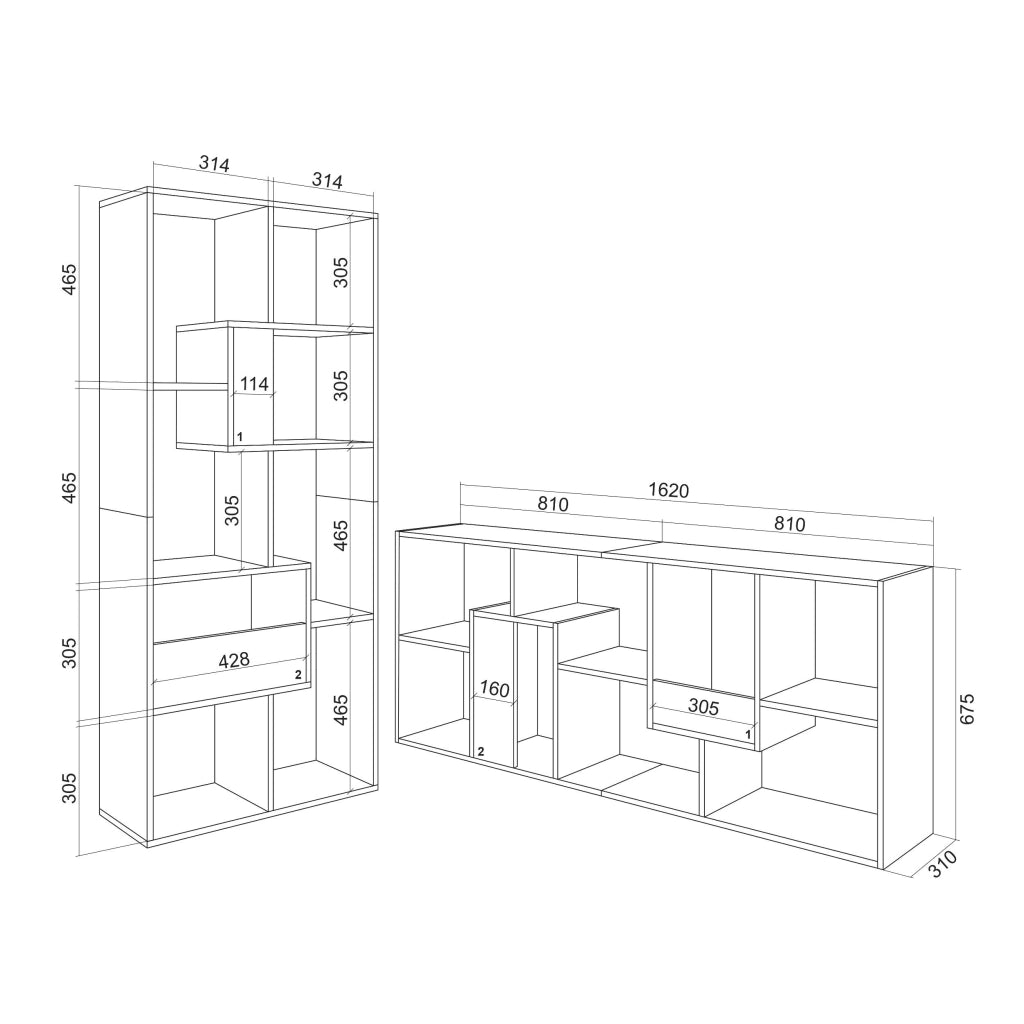 Libreria scaffale, 162x67x31cm, Per libri, Nero RF4121