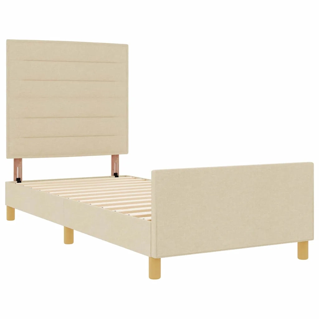 Struttura del letto con testiera Crema 80 x 200 cm Tessuto 3344611