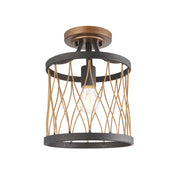 Plafoniera rustica tonda nera/bronzo E27 Heston Endon