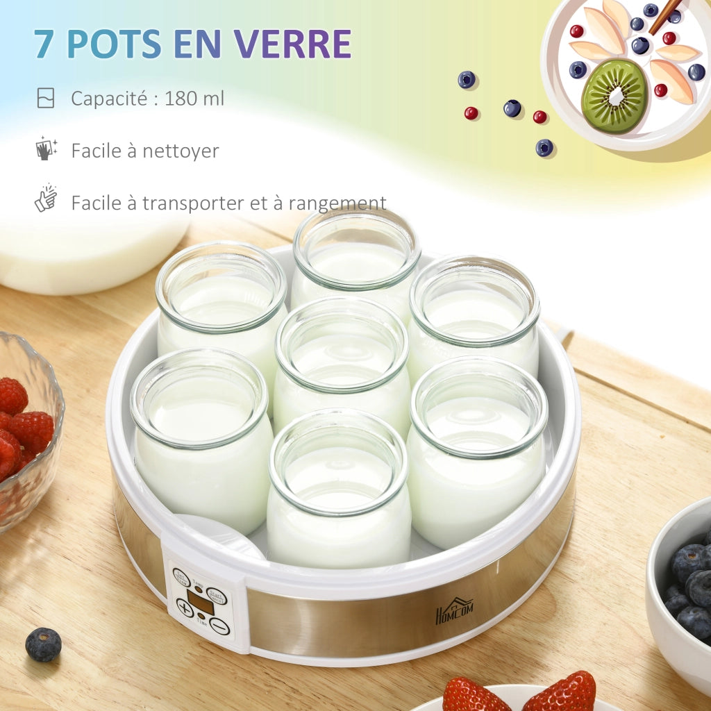 Macchina per yogurt 7 vasetti 180ml ¨C Minimal ¨C acciaio inox bianco 24x24x13 cm